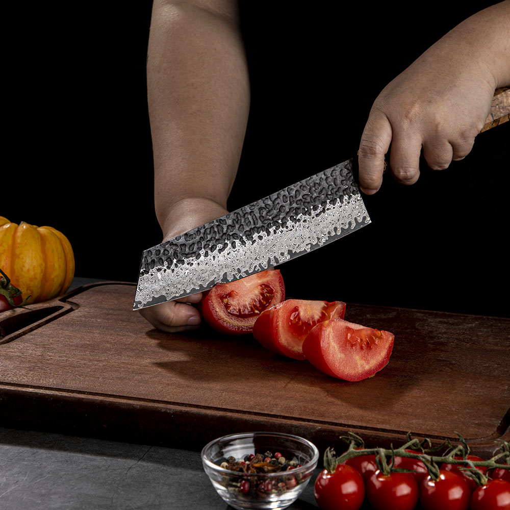 Damast keukenmes ZE-37432 - Nakiri / Bruin