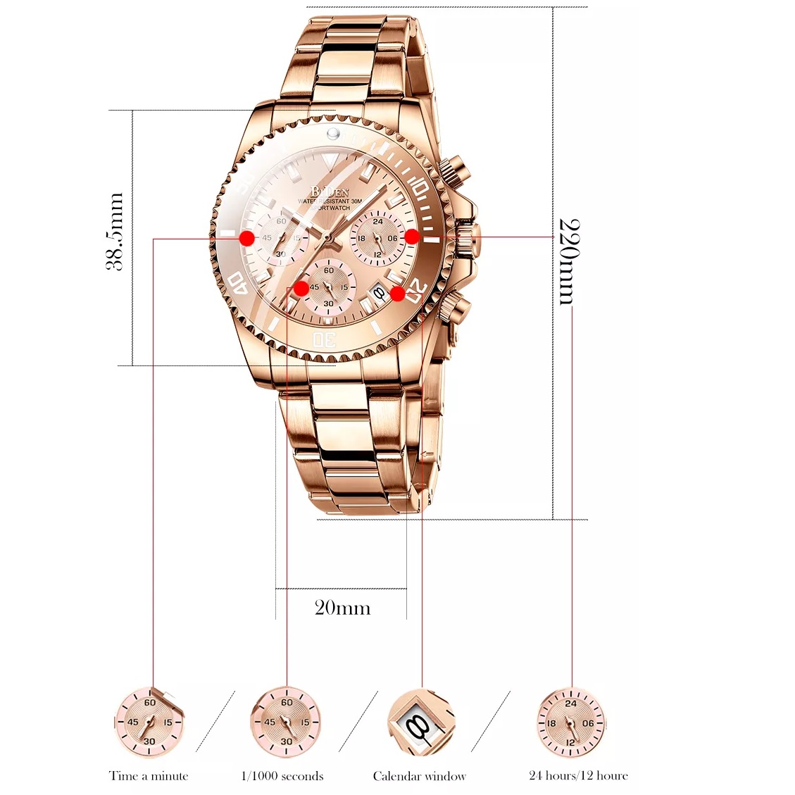 Horloge BIDEN WO-14639 - Zilver / Wit