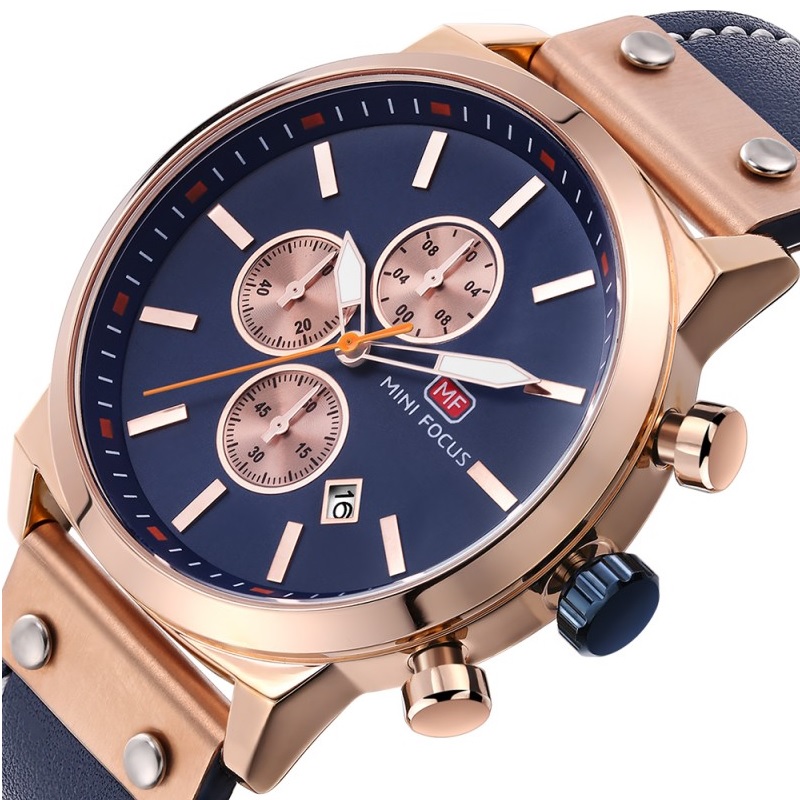 Horloge Mini Focus TO-23854 - Blauw / Roségoud