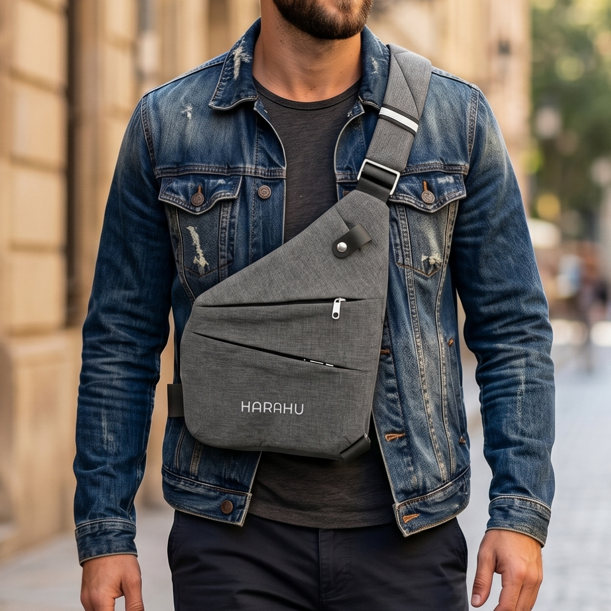 Heren Crossbody Tas HARAHU Instinct - Grijs