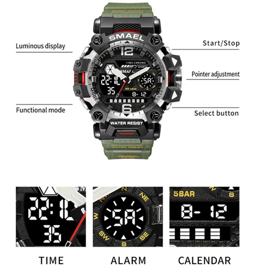 Horloge SMAEL GR-29430 - Zwart / Zilver