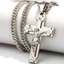 Ketting met kruis CR-38721 - Zilver / 60cm
