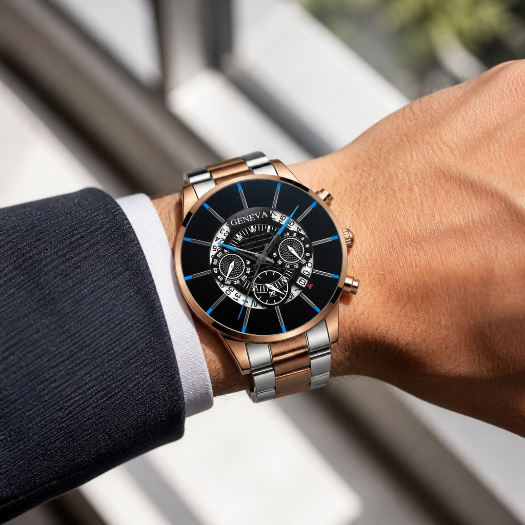 Horloge DY-23735 - Zilver / Roségoud / Zwart