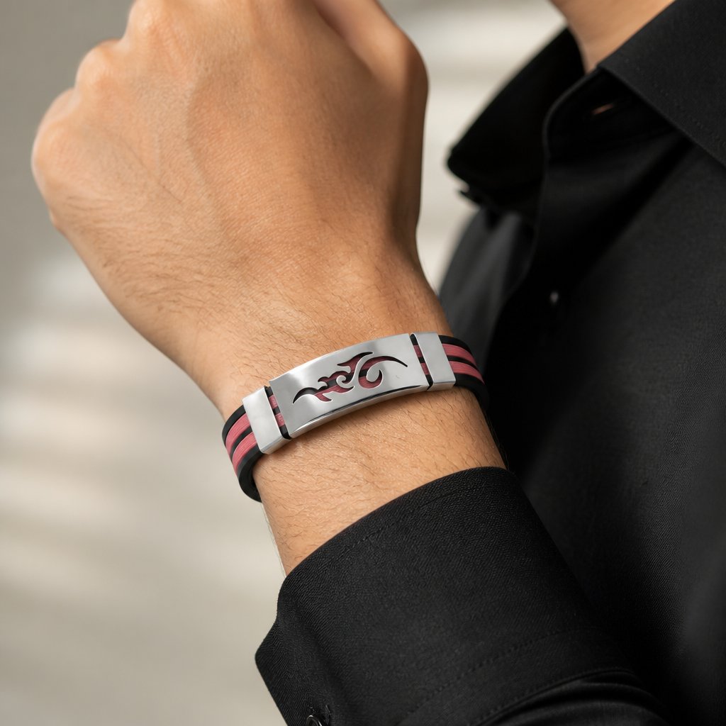 Heren armband TI-33191 - Zwart / Roze
