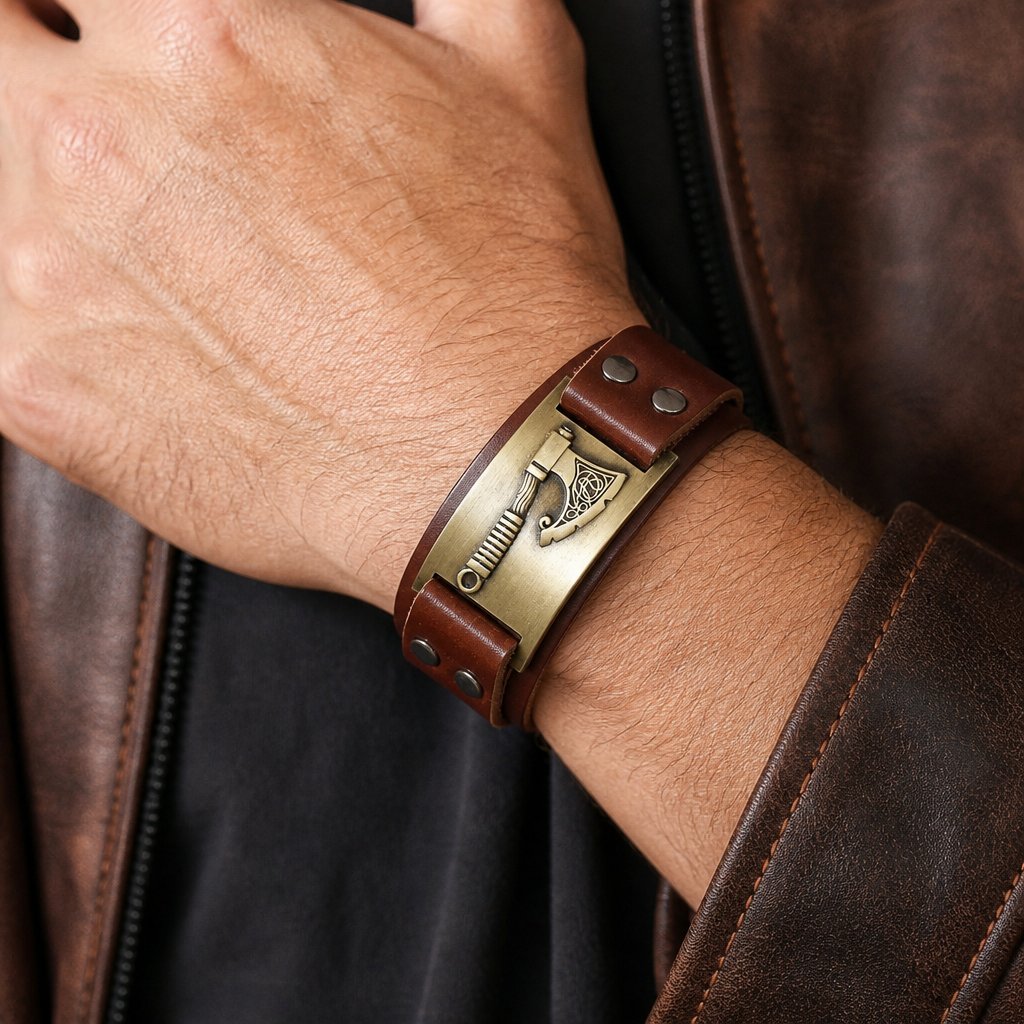 Armband Axe - Bruin / Goud
