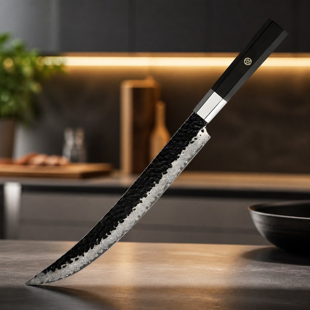 Damast keukenmes YU-37441 - Slicer / Bruin