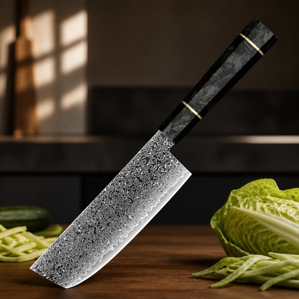 Damast keukenmes TS-37450 - Nakiri / Zwart